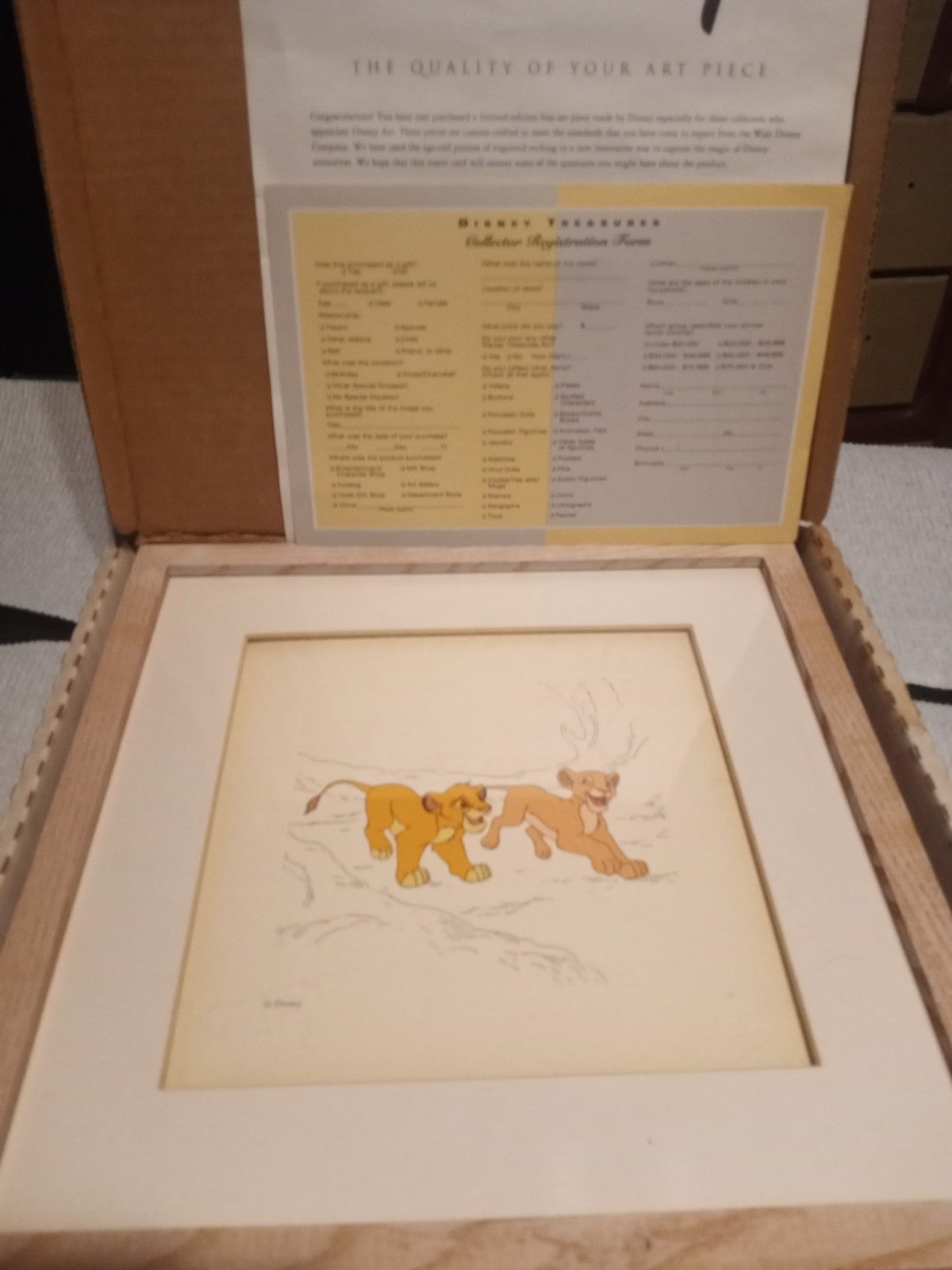 1994 limited edition disney treasures serigraph artwork in