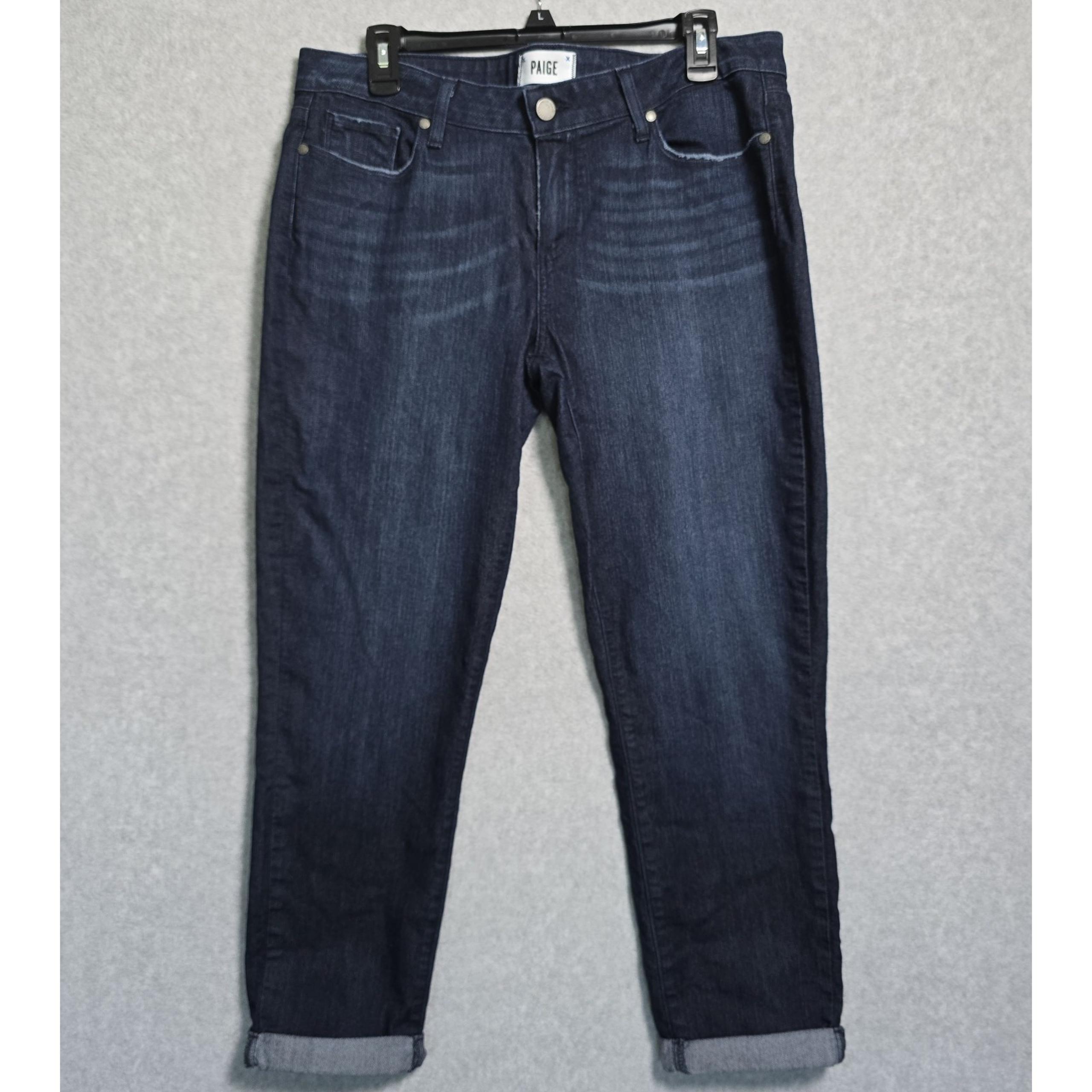 Paige Jeans Womens Size 32 Blue Kylie Crop Stretch Low Rise Dark Wash Denim