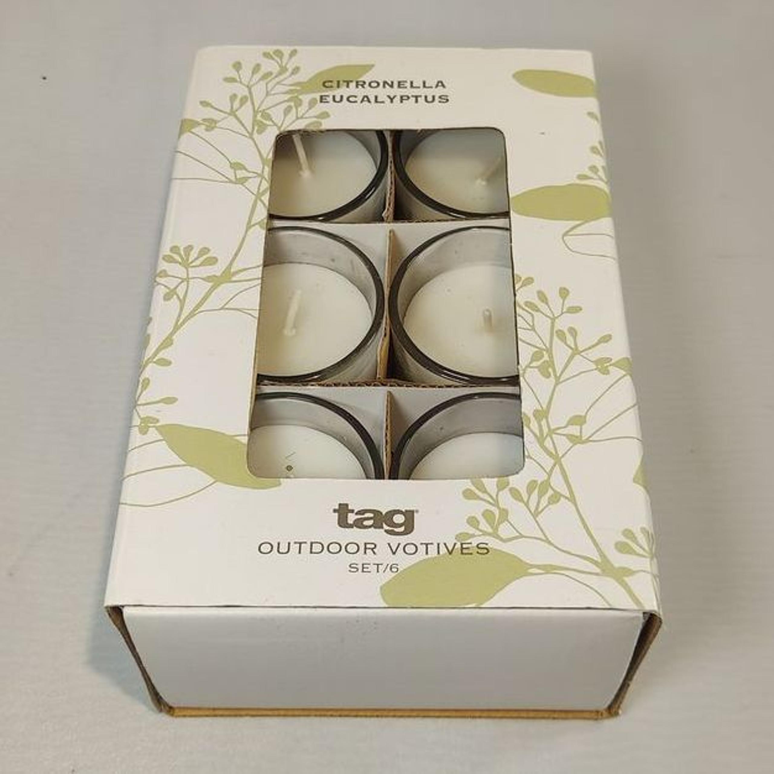 Tag Citronella Eucalyptus Outdoor Votive Candles Set of 6 Bug Repellent