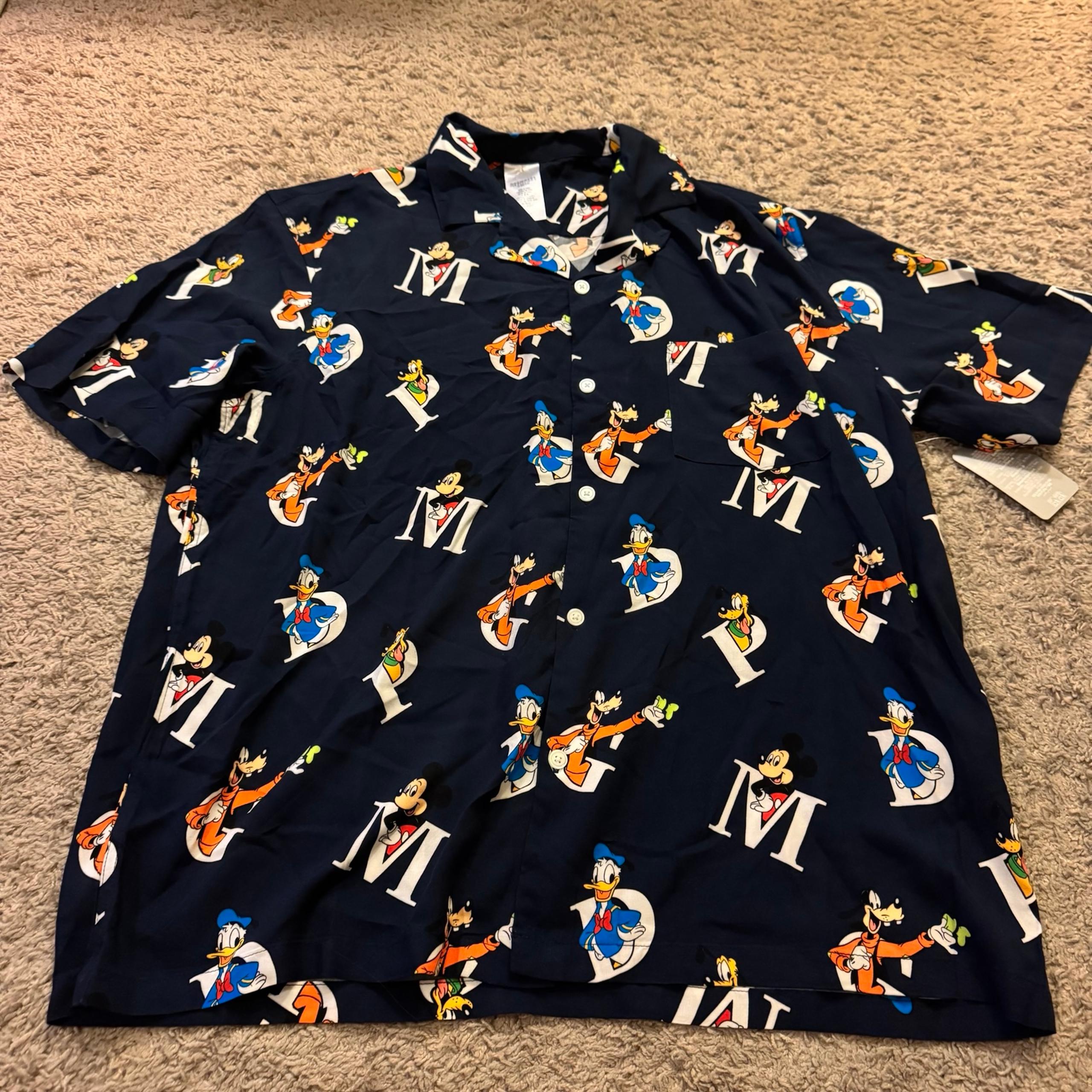 Men’s Disney Allover Print Character Button Front T-Shirt
