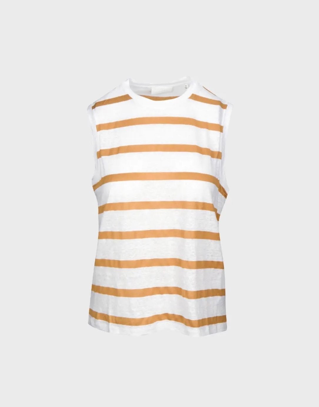 Welt pocket muscle tee in white/amber stripes