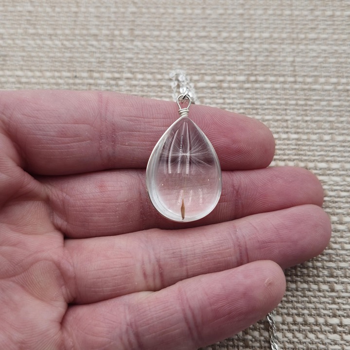 18 Inch Sterling Silver Handmade Dandelion Pendant Necklace A3187