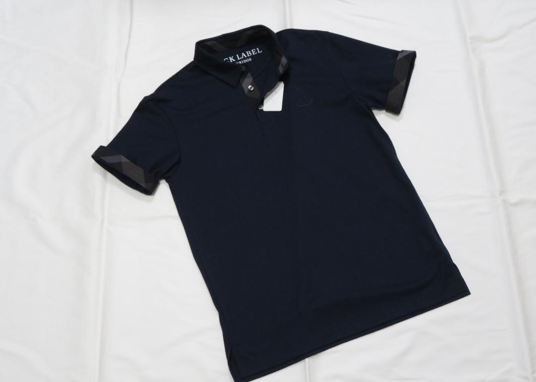 Black Label Crestbridge Short-Sleeved Polo Shirt, Size M, Navy Blue
