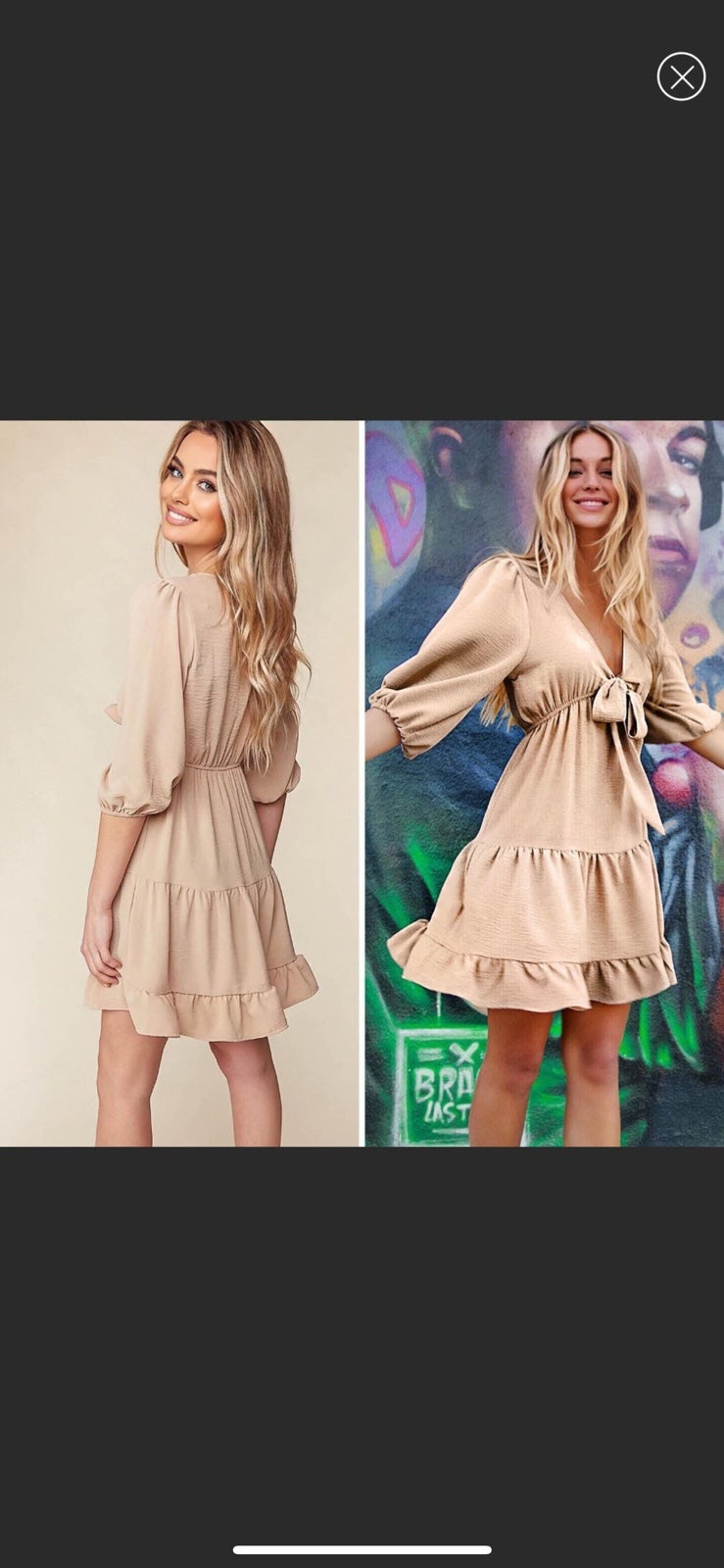 Boutique Women’s Lavishly Made Creamy Beige Boho Babydoll Dress