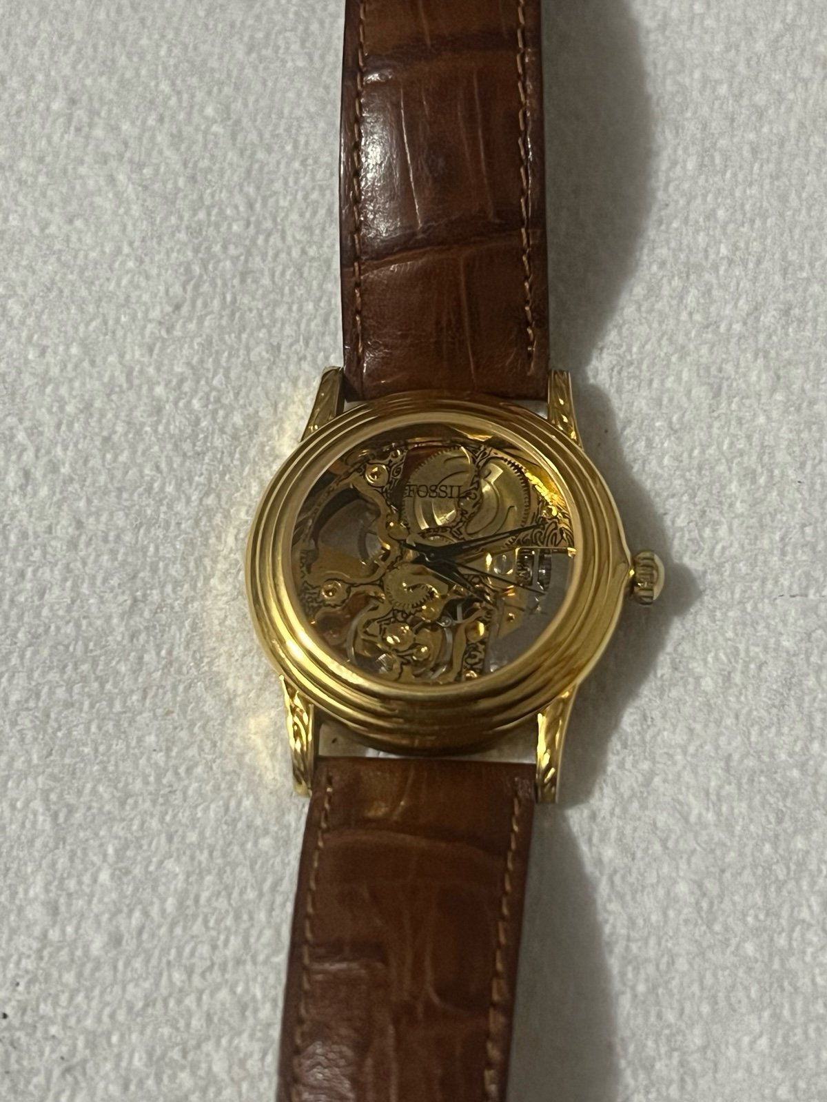 Rare Vintage Gold Fossil Skeleton Watch!!