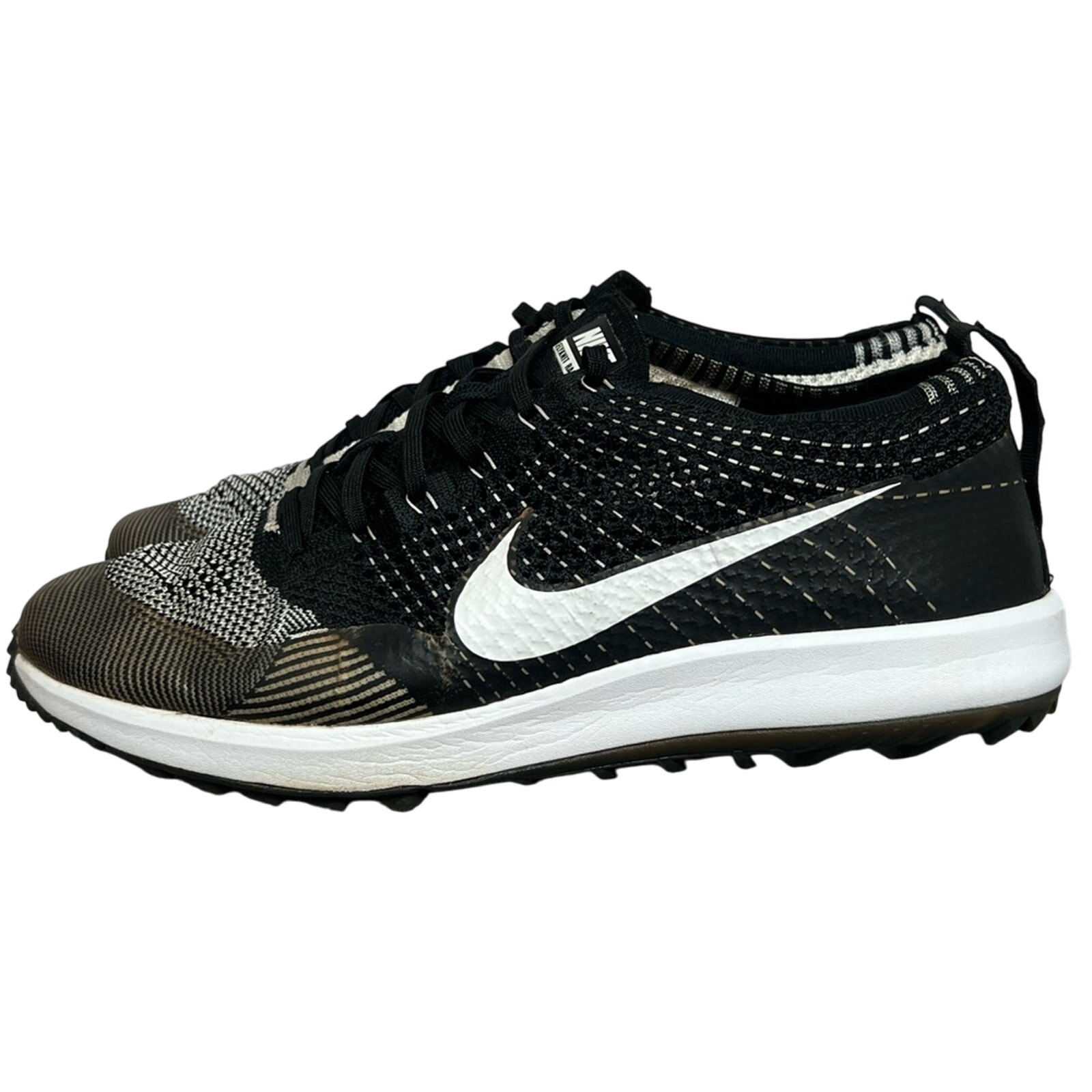 Nike Flyknit Racer G Spikeless Golf Shoes Oreo Black White 909756-001 SZ 13 RARE