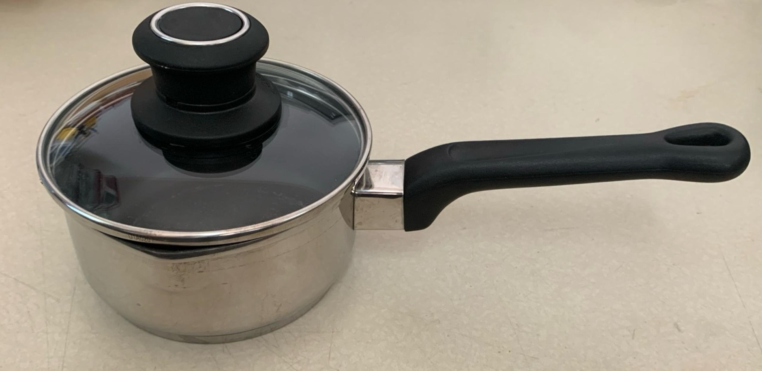 ULTREX II 1 qt 18/10 STAINLESS STEEL NON STICK STOCK POT W/ GLASS VENTED LID 1Q - Tultex
