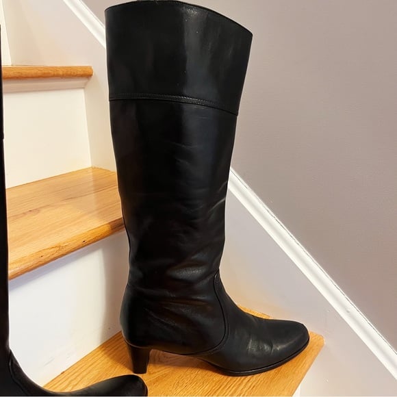 Cole Haan Marina Black Leather Tall Heeled Boot - 8M