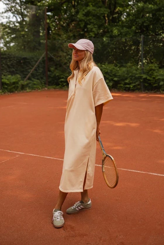 Easy Clothes Carmela Sweater-Effect Maxi Dress with Lapel Collar & Side Pockets