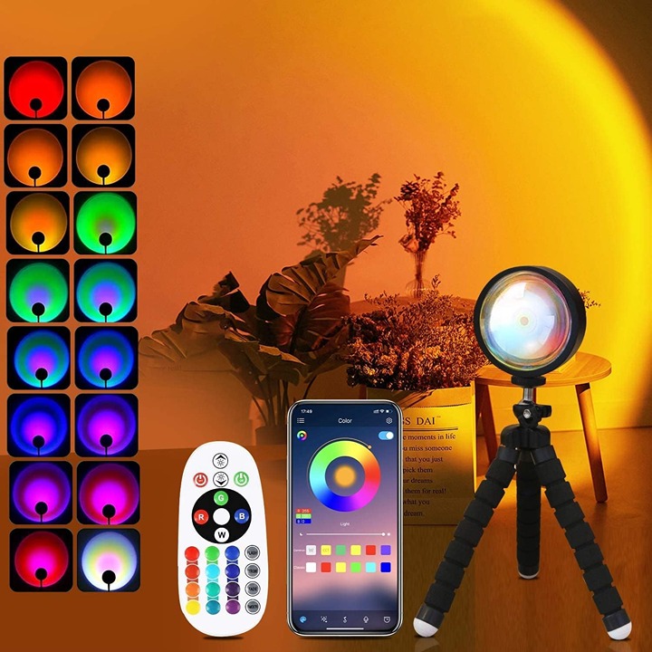 16 Color Changing Rainbow Led Lights with Remote App Controlled Night Light