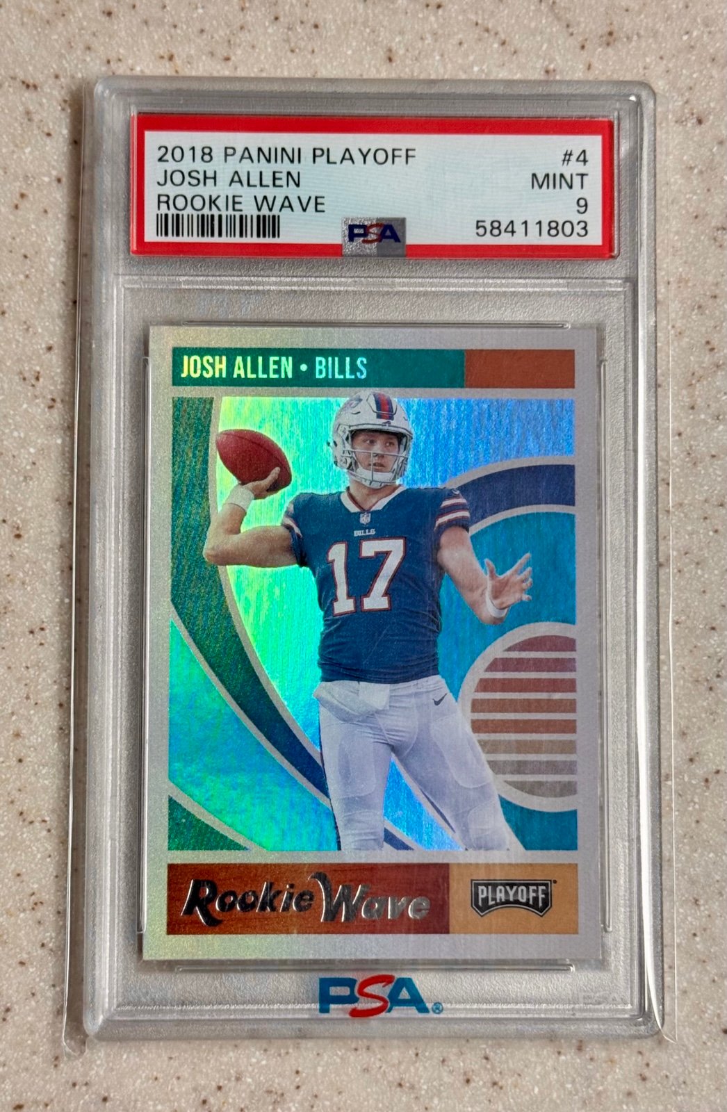 Josh Allen 2018 Panini Playoff Rookie Wave RC Card #4 PSA 9 Mint Buffalo Bills