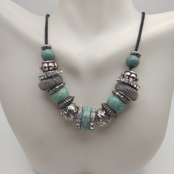 Turquoise necklace charm necklace