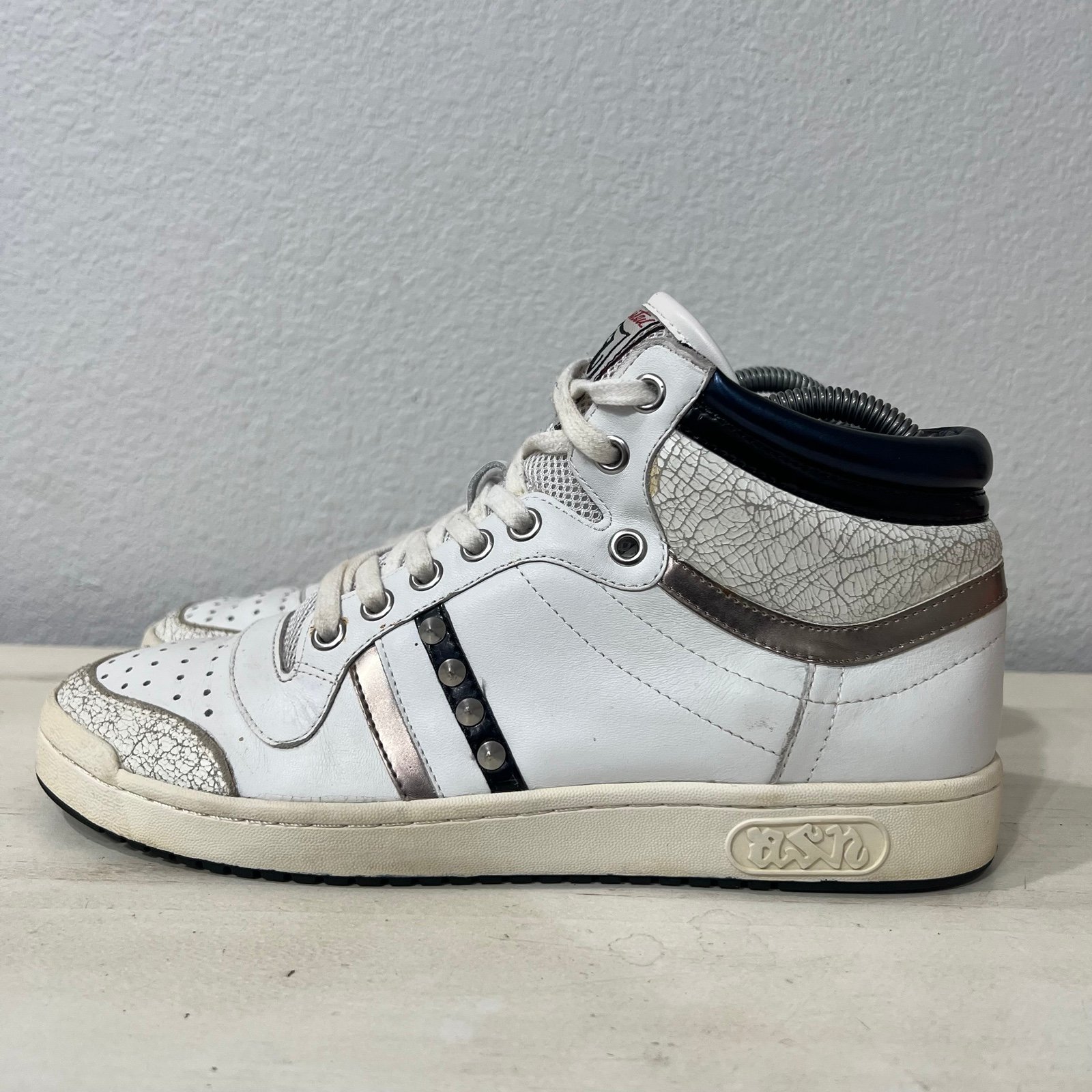 Ash White Leather Mid Top Sneakers Size 40