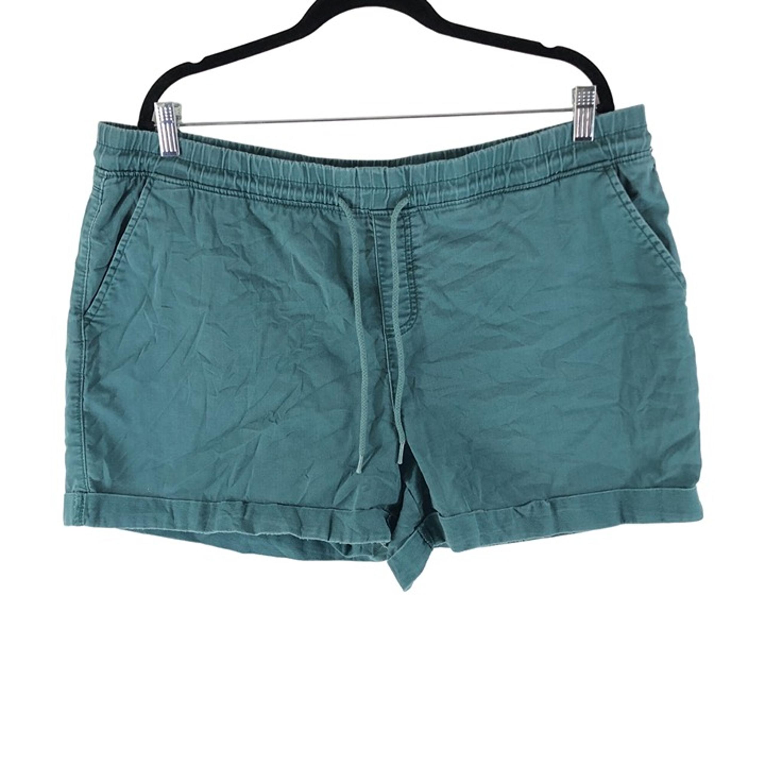 Time & Tru Womens Green Shorts Drawstring Pull On HEMMED XXL/2X