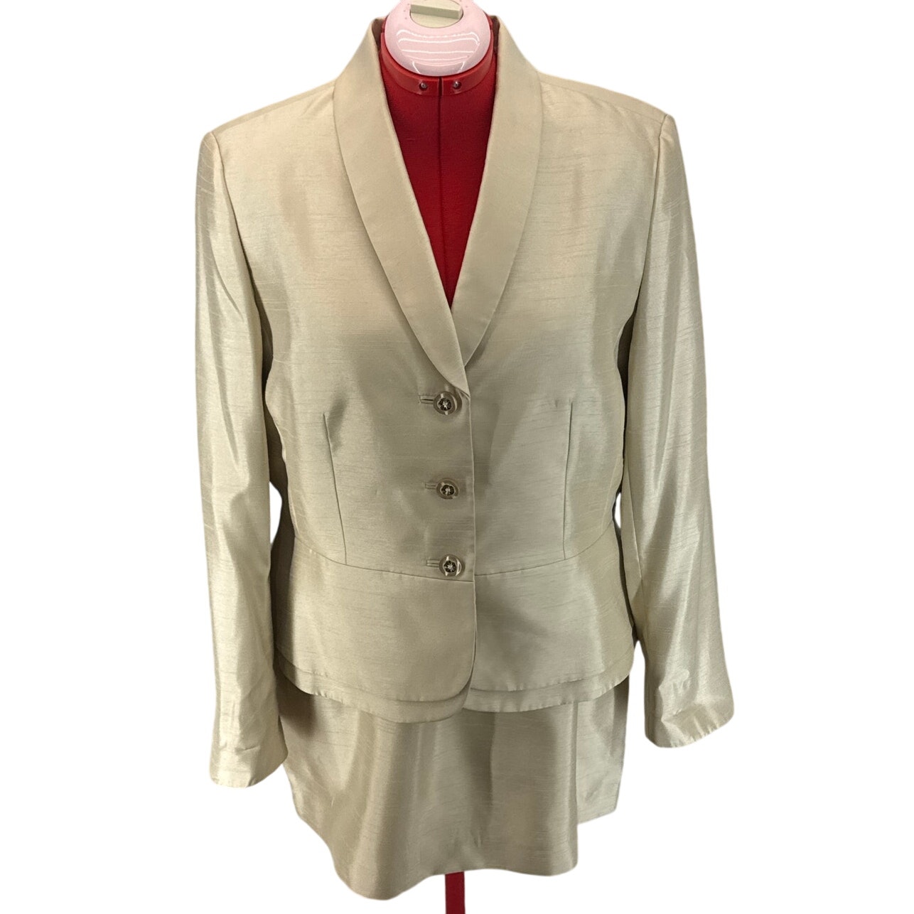 John Meyer Beige Professional Designer Skirt Jacket Suit Set Women 16