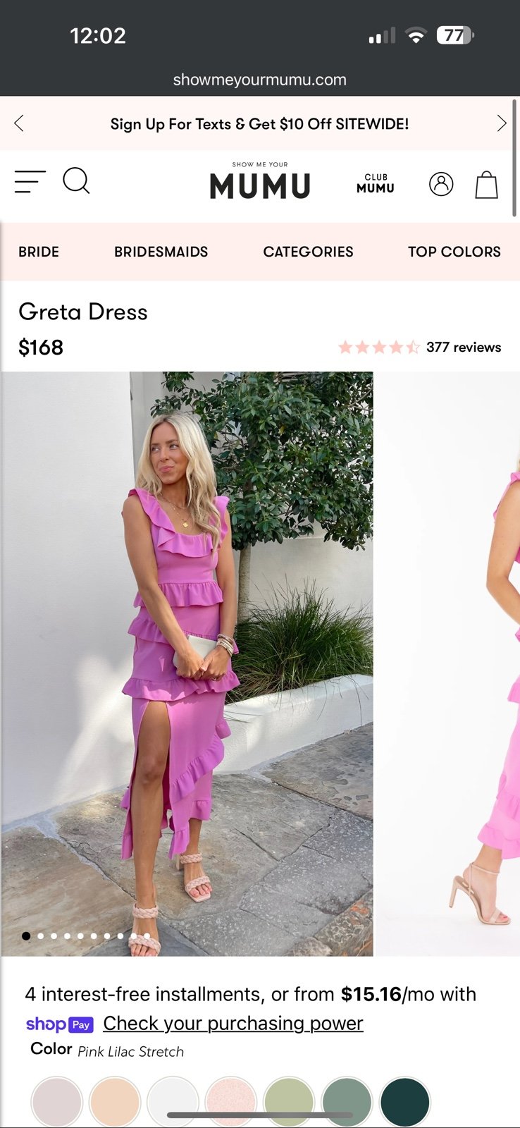 NEW WITH TAGS Show Me Your Mumu Greta Dress in Pink Lilac Stretch