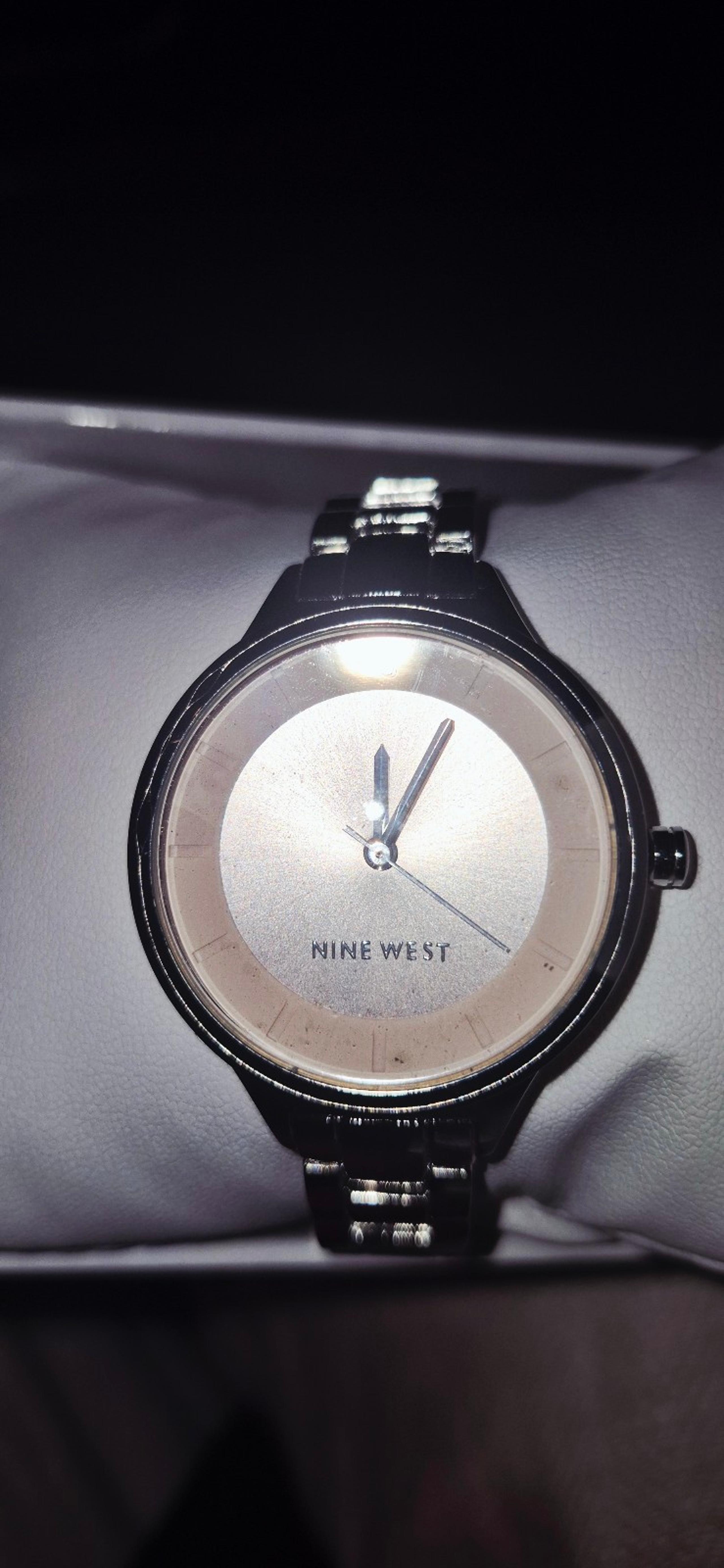 New in box watch with nude pink face in silver tone. - Nine West