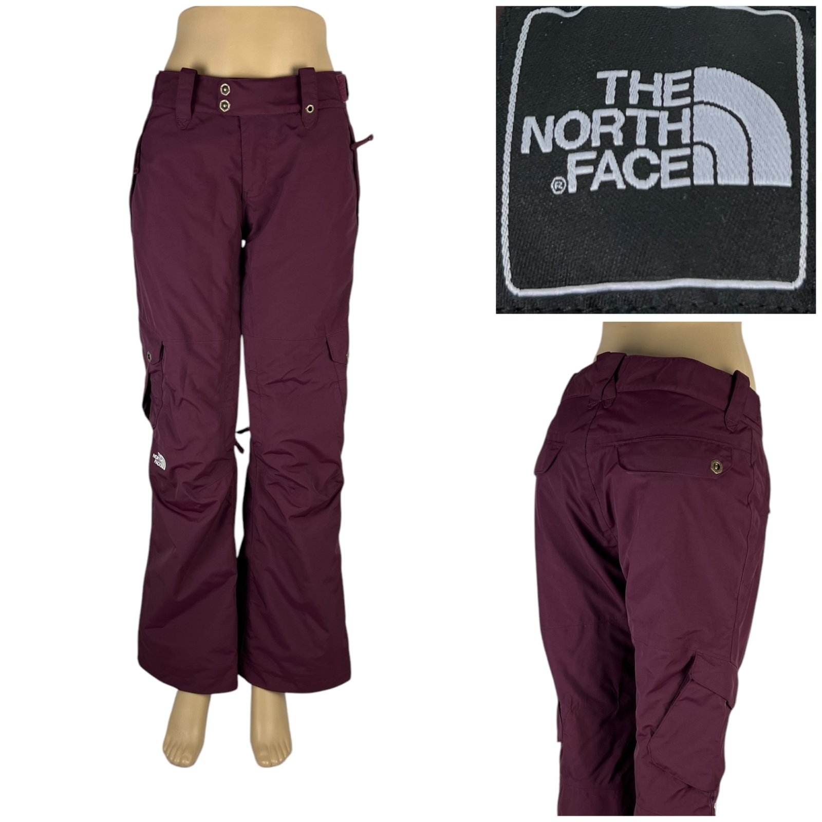 The North Face Hyvent Womens Medium Ski Snow Cargo Pants Trousers Burgundy