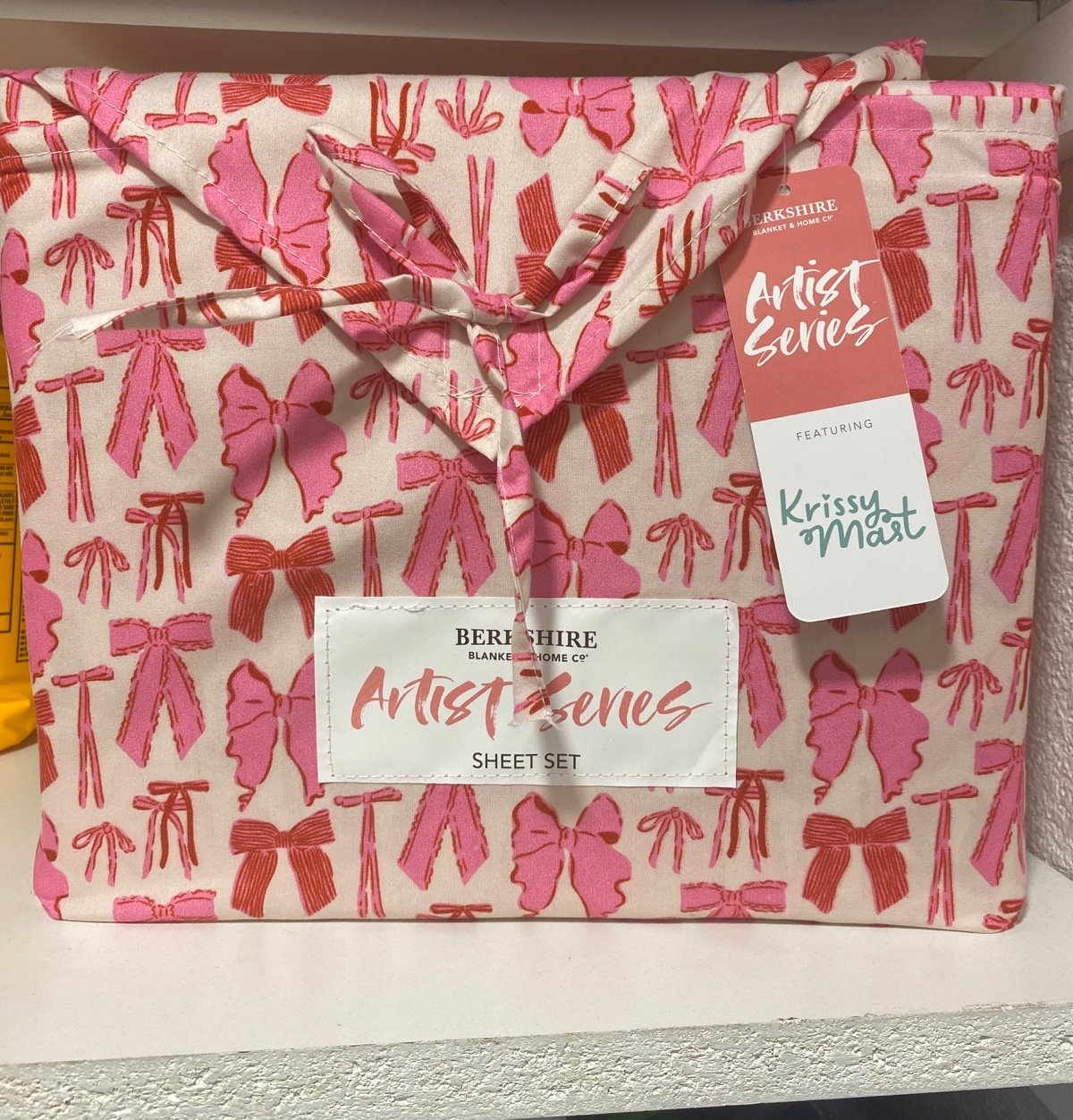 King Berkshire pink/red bows sheet set !