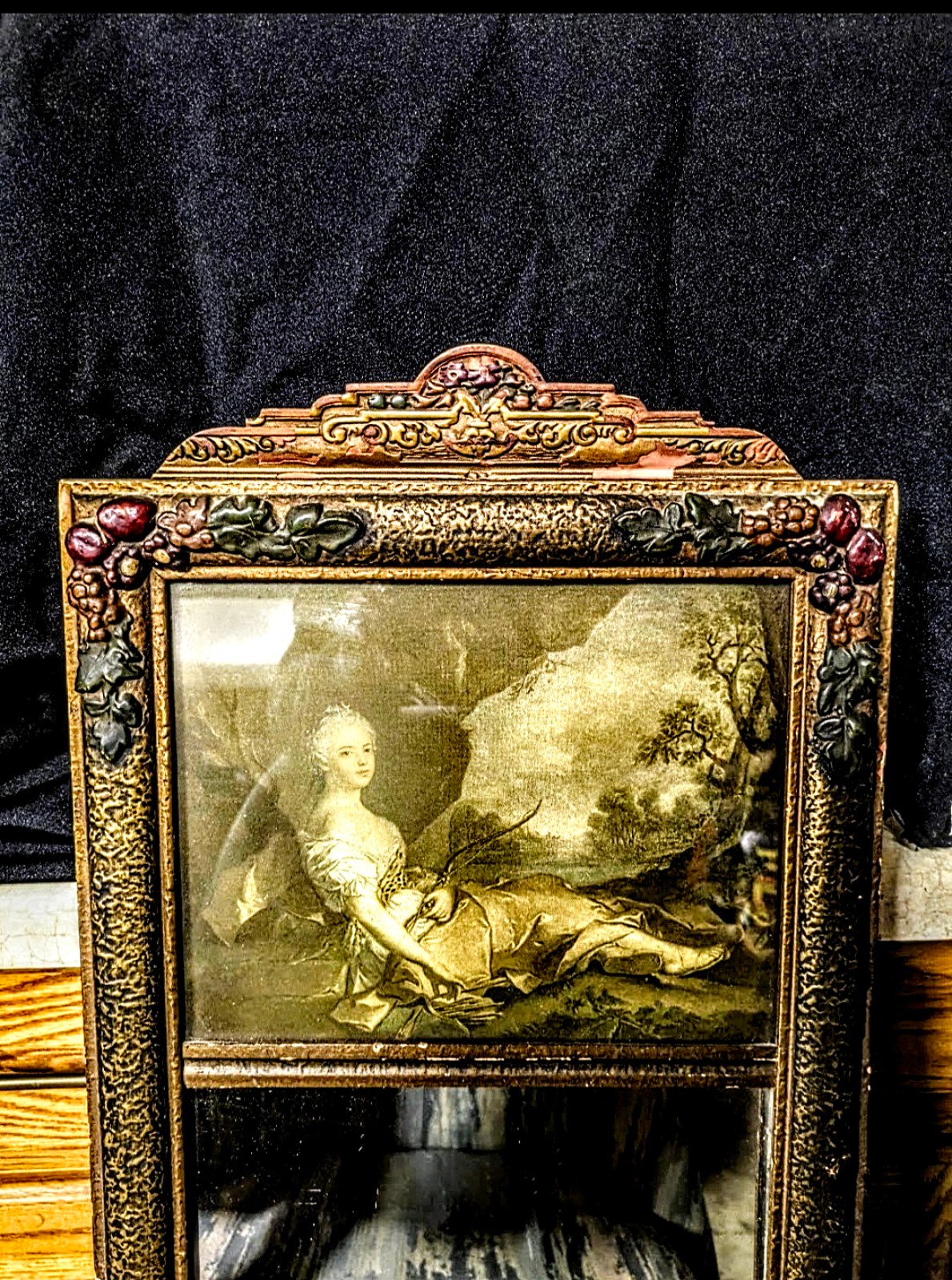 Vintage Madame Adelaide of France as Diana 1745 JeanDivided Frame Mirror/Picture