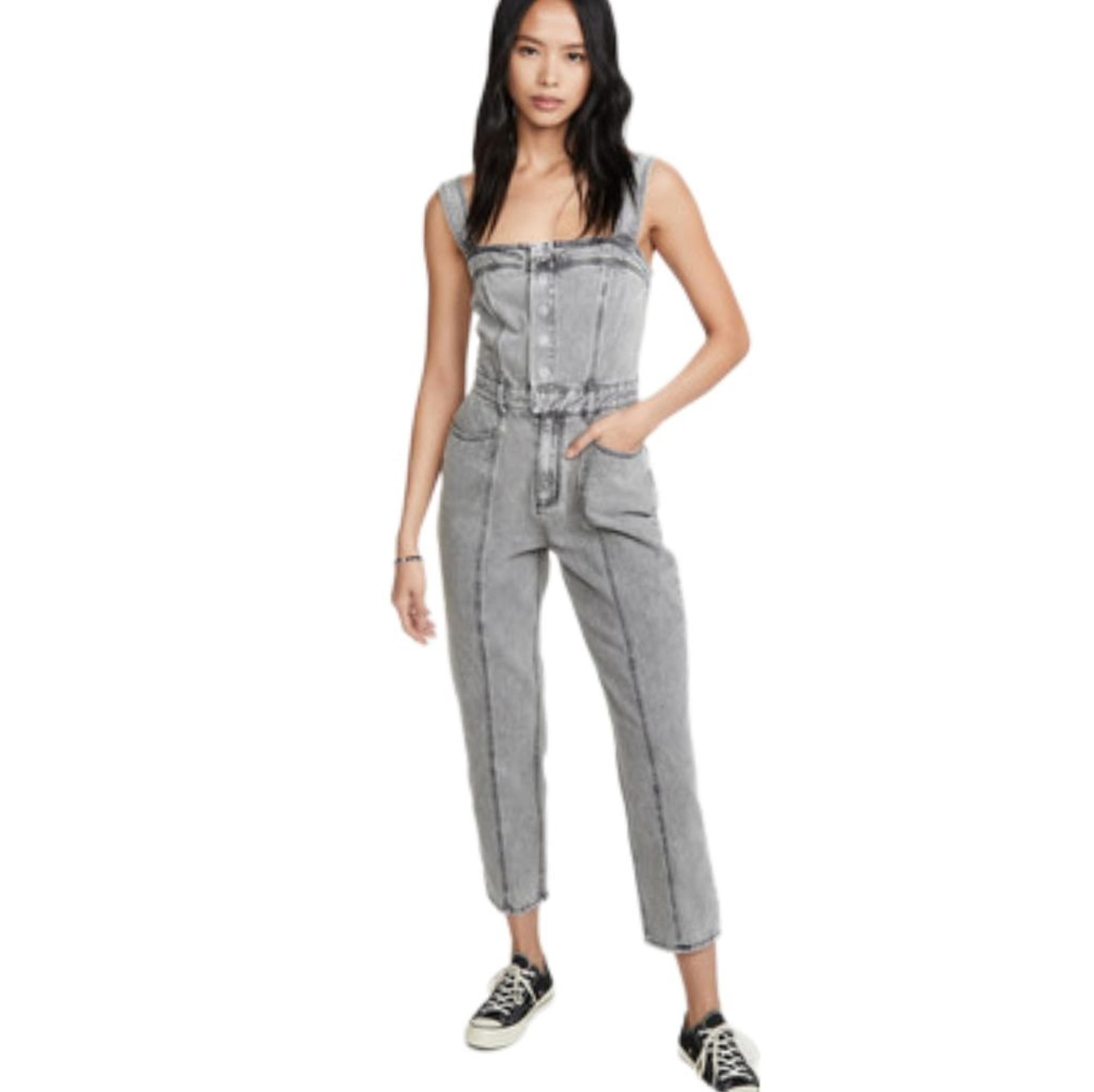 Nwt NEW Astr the Label In Depth Jumpsuit Denim Romper Overalls size Small