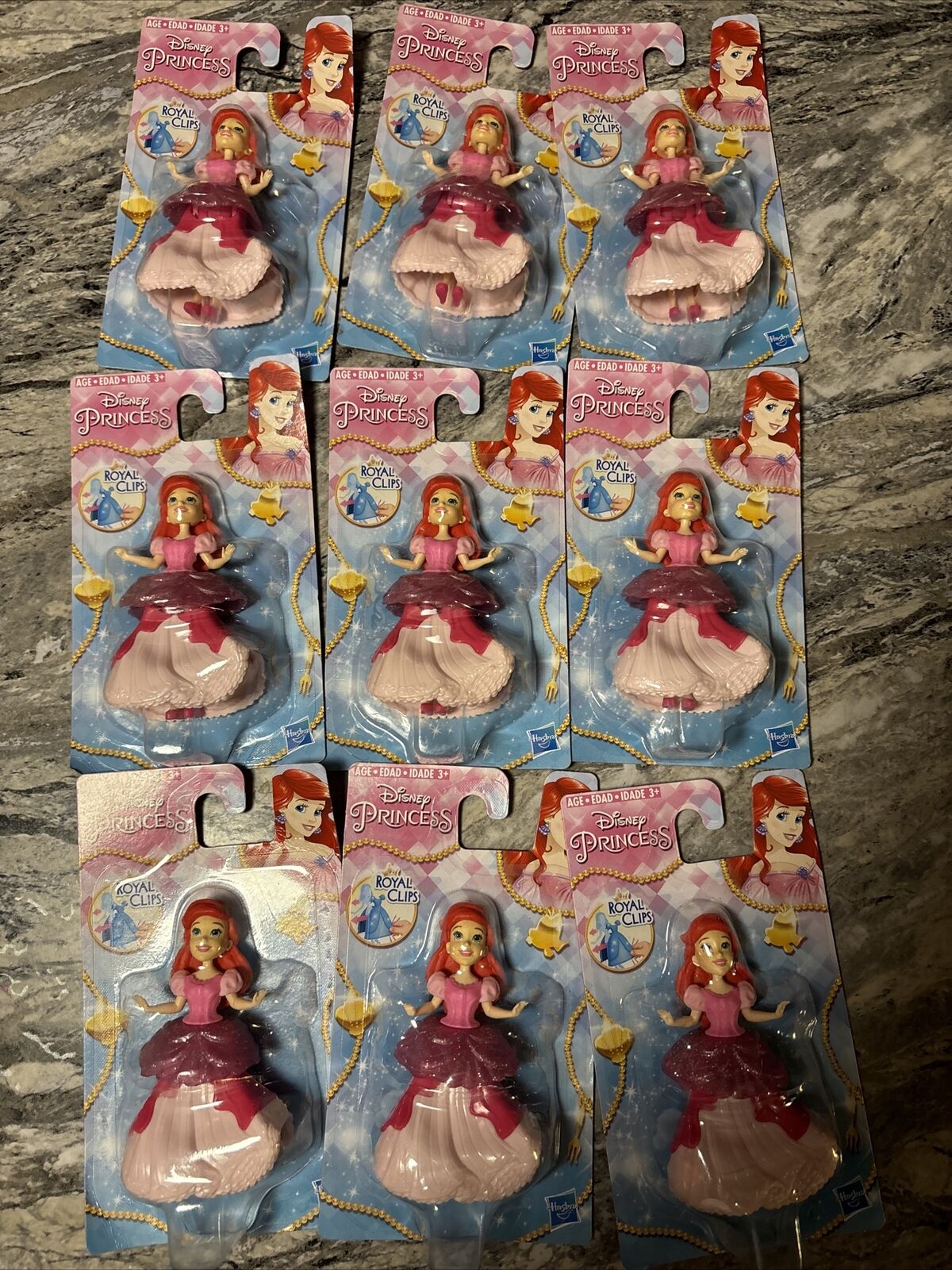 9pc Hasbro Disney Princess Ariel Royal Clips Sparkling Dress The Little Mermaid