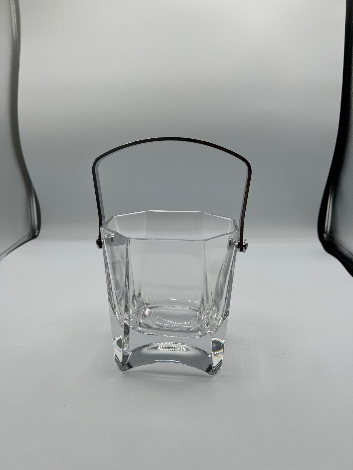 Vintage Cofrac Clear Glass Ice Bucket. Made I. France Heavy about 3-4 pounds No