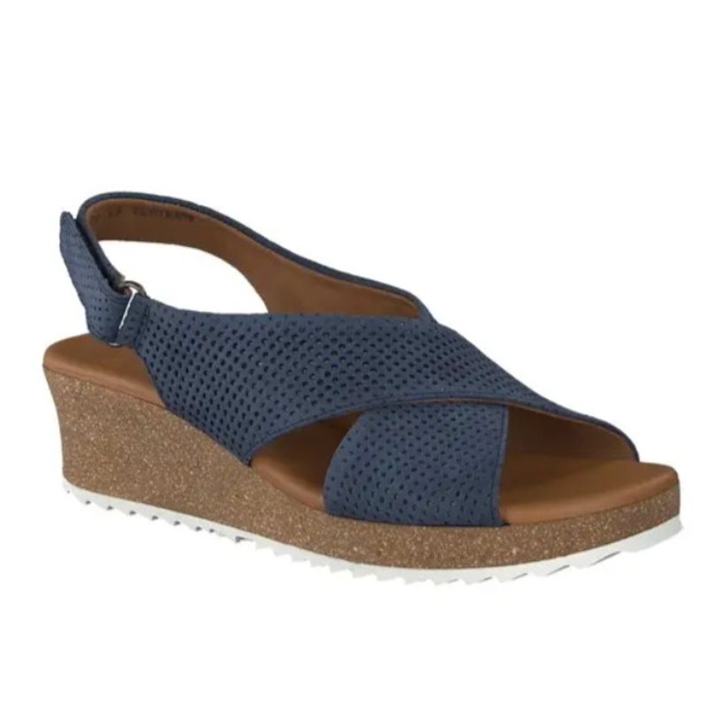 PAUL GREEN Hollie Slingback Wedge Sandals in Indigo Blue 46254 // 6