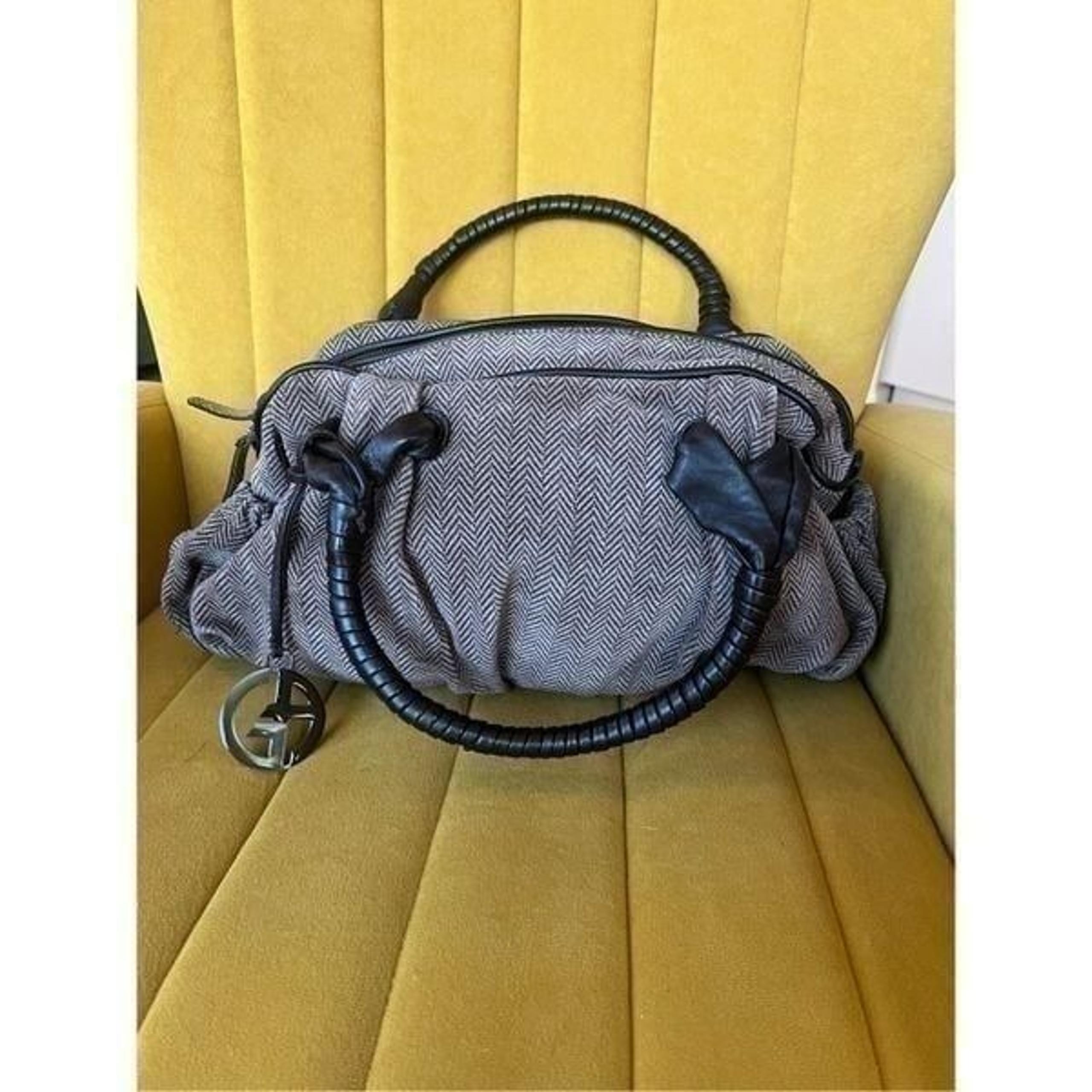 Giorgio Armani vintage fabric with Leather Hand Bag