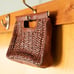 VIN Etienne Aigner Reddish Brown Woven Leather Clutch