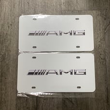 Mercedes Benz white Brand New Front Vanity Metal Plate Frame Holder (2 Pack)