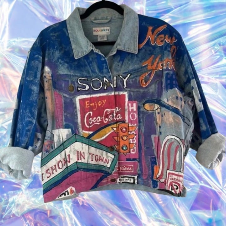 Kolorway Vintage American NYC Painted Denim Jacket