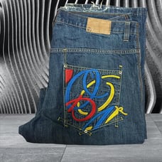 Vintage Y2K Rocawear JNCO COOGI like Baggy Wide Leg Embroidered Jeans