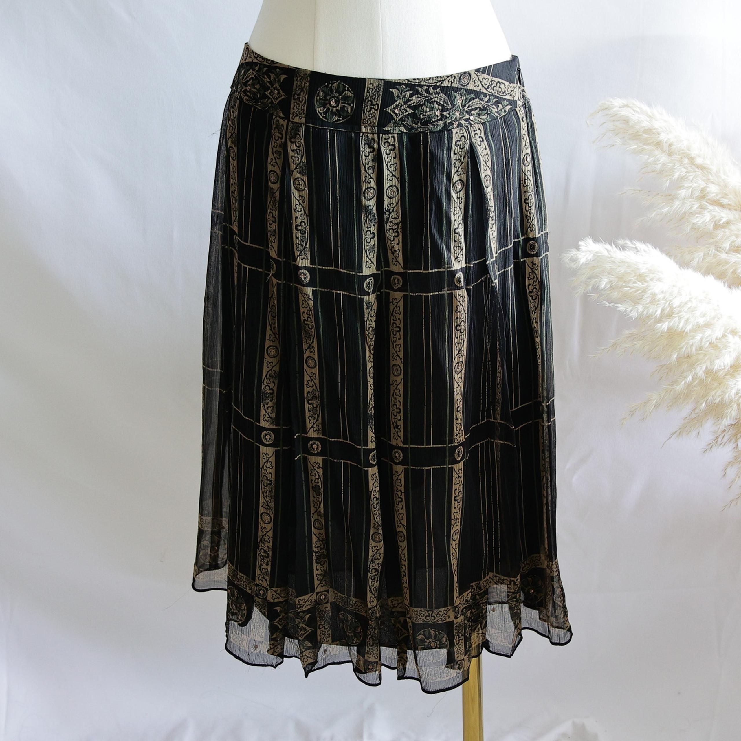 Alfani silk A-line Gold patterned skirt size 10 P NWT