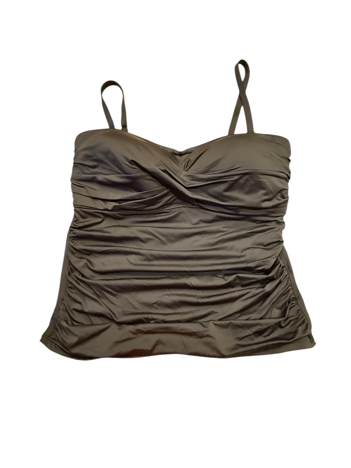 Cremieux Women’s 2 X Black Ruched Swim Top ONLY with Removeable Straps
