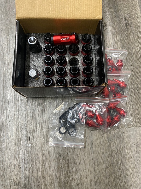 Rays red spike lug nuts JDM 12x1.25 new