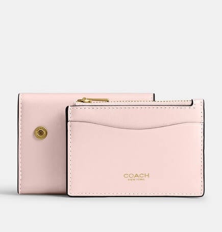 Coach Essential Card Holder 2 Piece Wallet in Blush Pink Smooth Calf Leather NWT