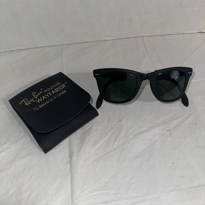 Ray-Ban Folding Wayfarer Sunglasses With Case By Bausch & Lomb Black Frame