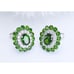 Chrome Diopside Cluster Stud Earrings, Natural Diopside Earrings Sterling 4CT