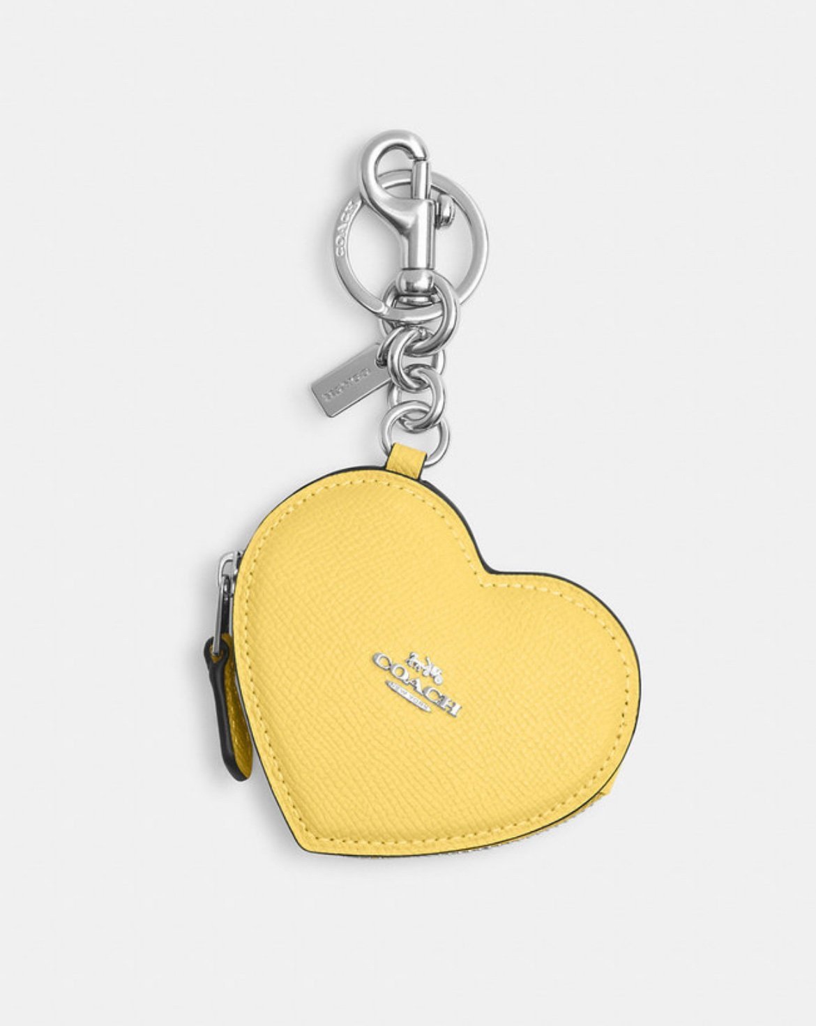 NEW Coach Heart Pouch Bag Charm Canvas Heart yellow