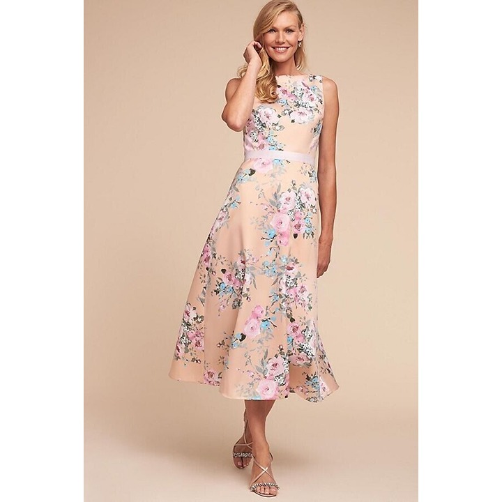 BHLDN Women's 4 FLORAL MANON Midi A-line DRESS