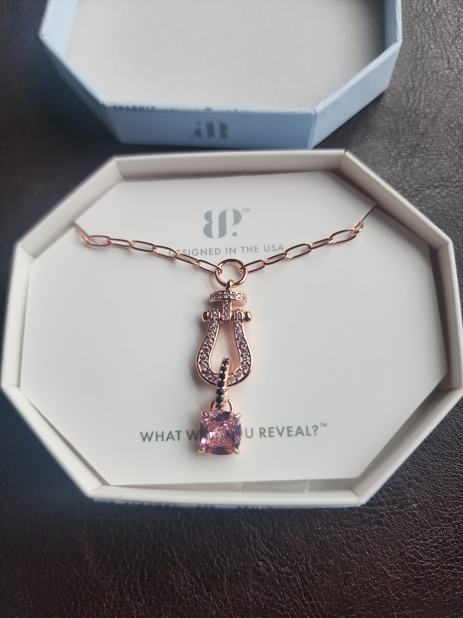 Bomb Party OG Necklace WESTERN WONDER Rose Quartz CZ Rose Gold Plating