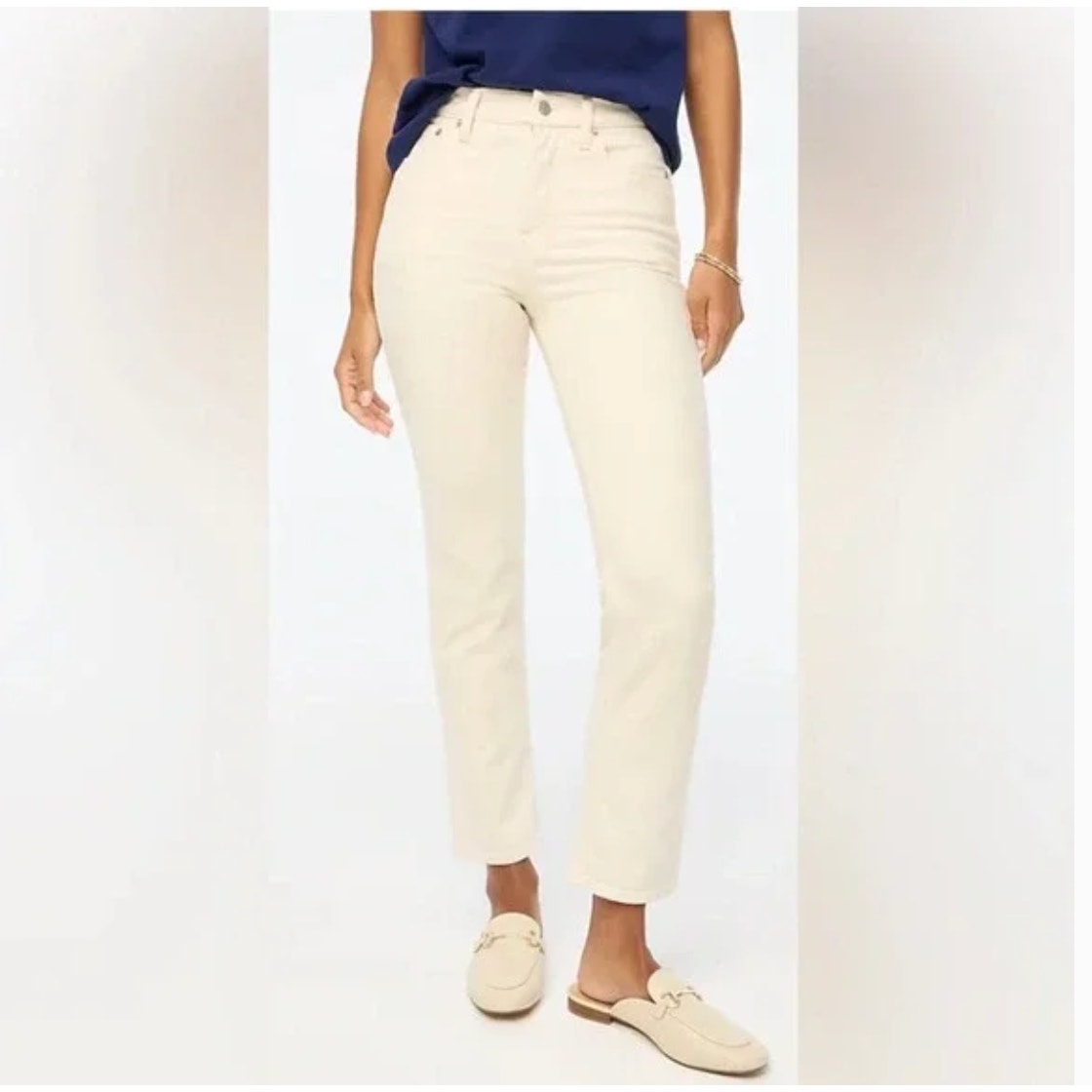 J Crew Classic Vintage Jeans 32 16 NWT Straight Leg Ecru Cream White BX526