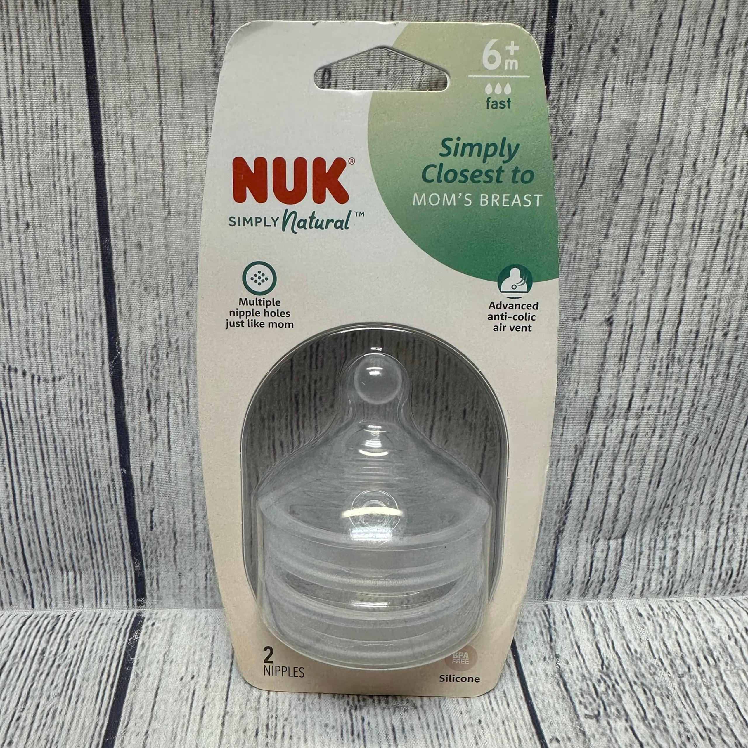 Nuk Simply Natural 2pk Nipple 6+M Fast Flow, BPA Free Anti-Colic