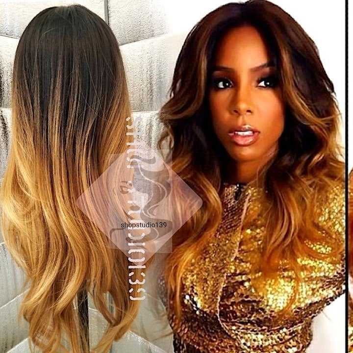 Honey blonde ombre wave lace front wig