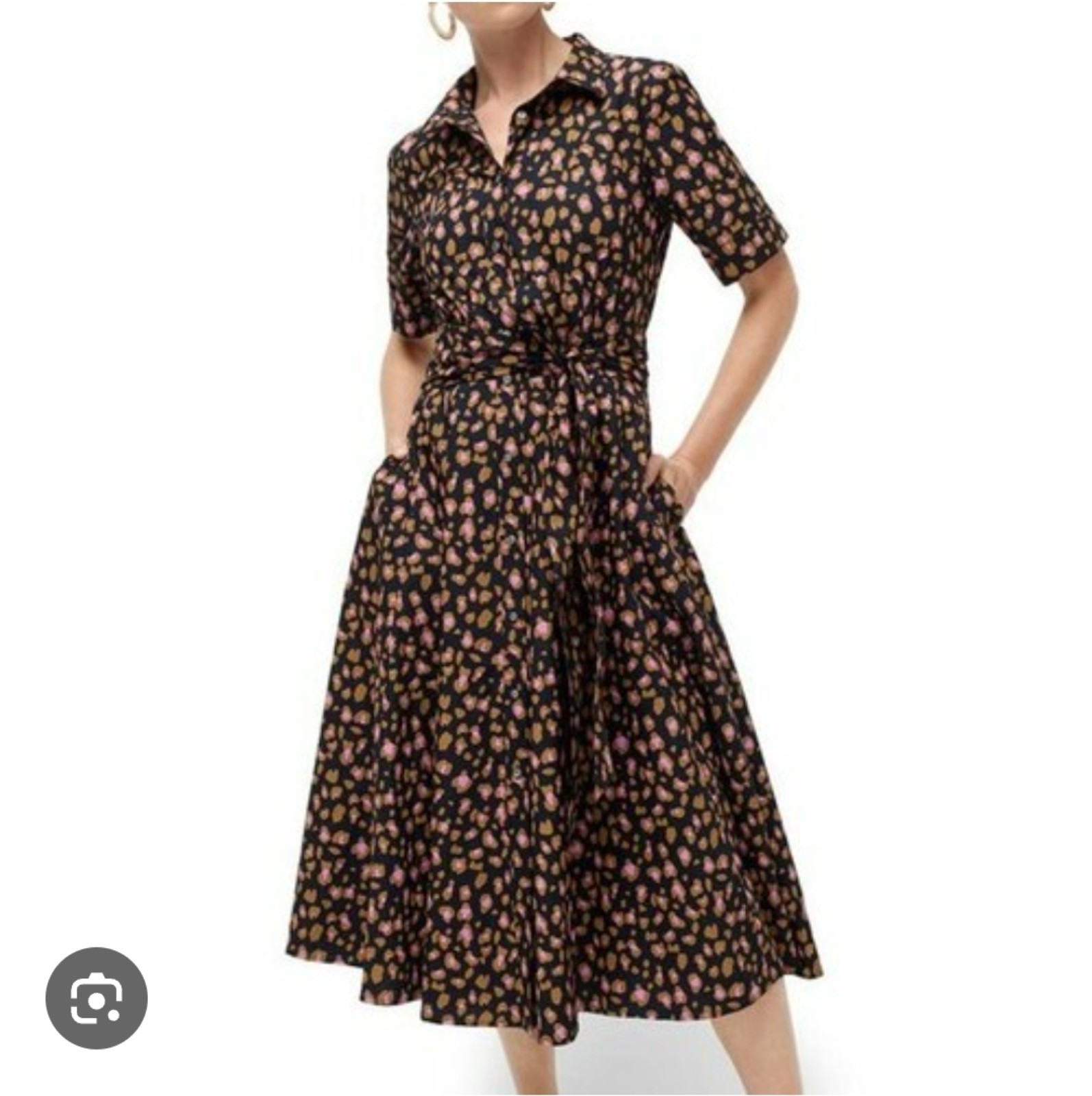 J.Crew Cotton Animal Print Midi Shirt Dress Size 4