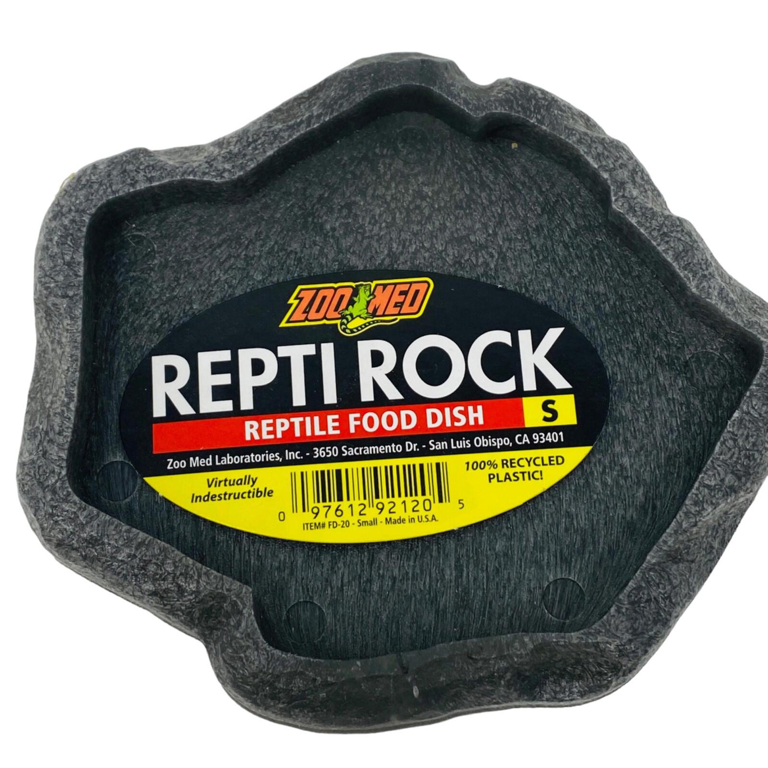 Creatures Repti Rock Food Dish Small Reptiles 5.5"X5" Grey Stone Color - Zoo Med