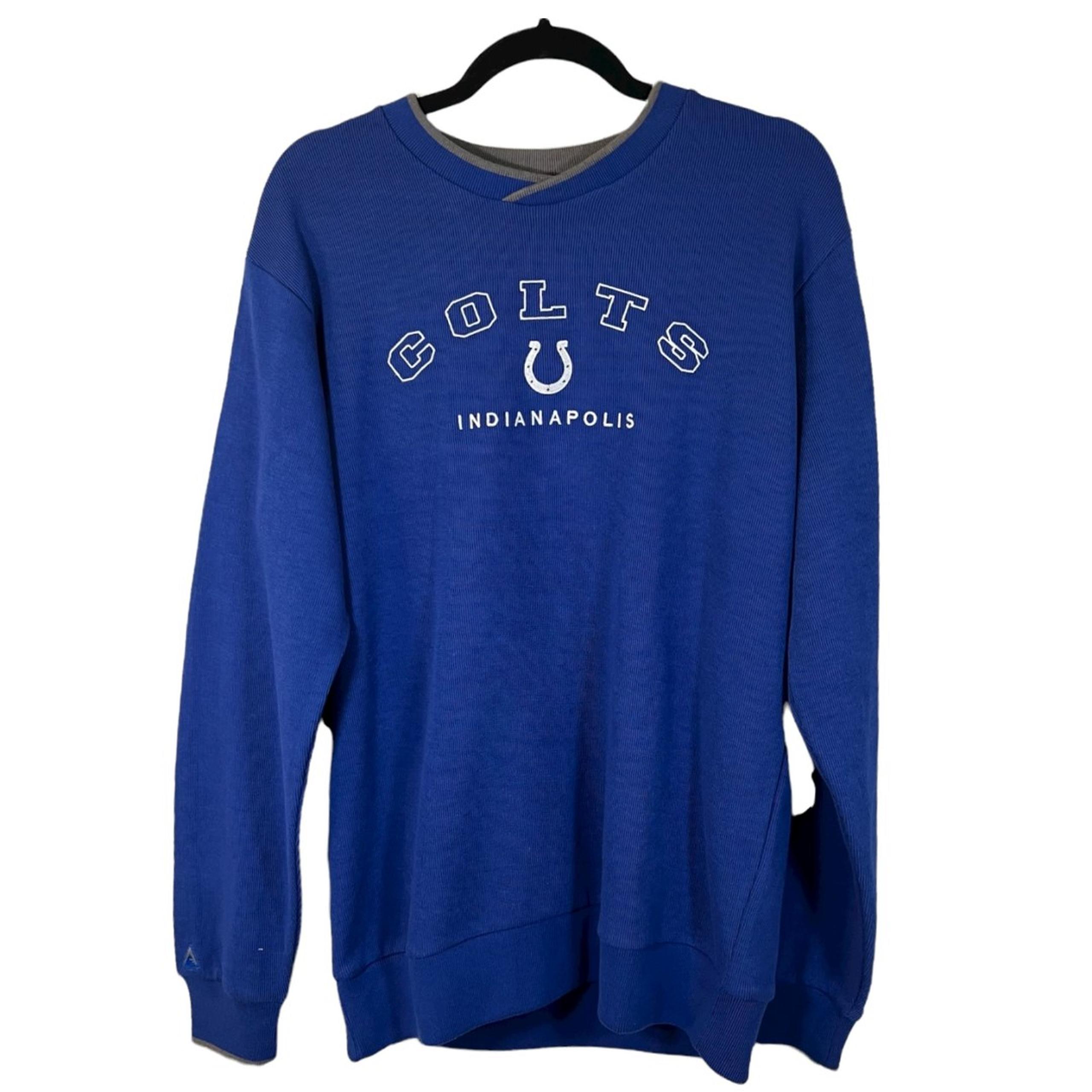 Antigua Indianapolis Colts Blue Grey Pullover Crew Neck Sweater Men's Medium