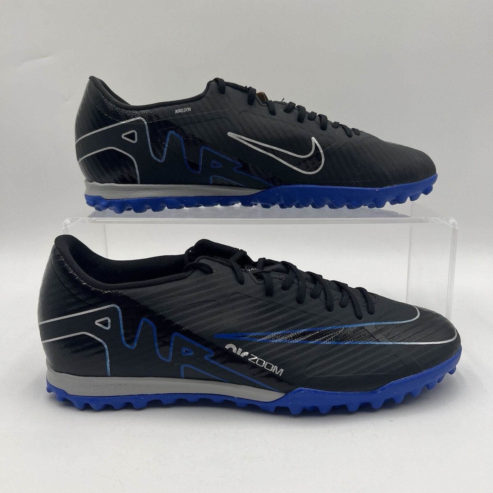 Men's Size 11.5 Nike Zoom Vapor 15 Academy TF Black Blue Chrome DJ5635 040