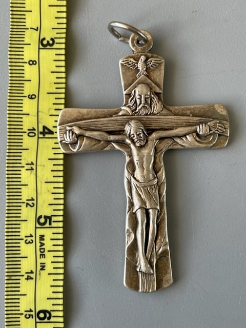Vintage Italian made Pewter Jubilaeum A.D. 2000 Cross / Crucifix Necklace Charm